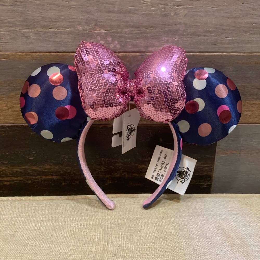 Disney Polka dot with pink Bow Minnie ears
